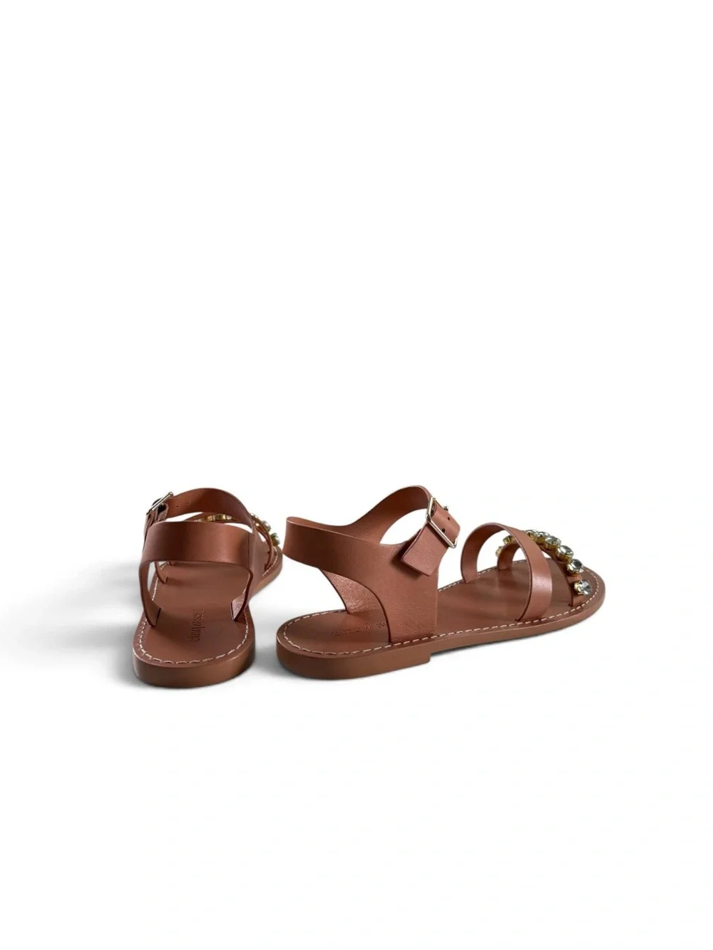 Cinq a Sept Women's Victoria Ankle Strap Sandals Tawny Crystal Size 38.5 NWT